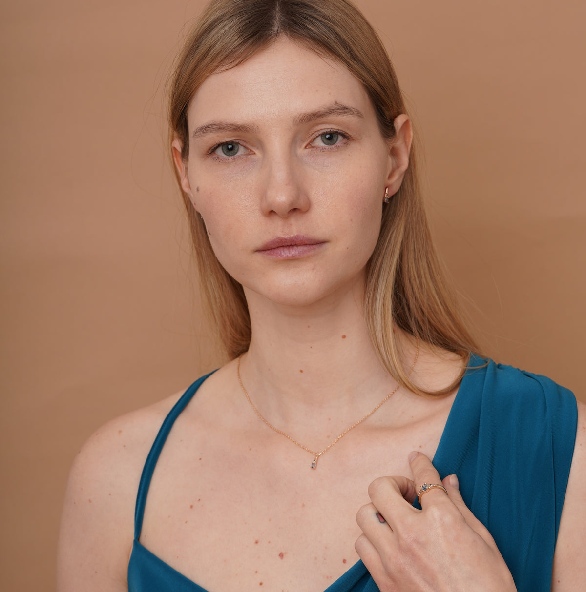 burren jewellery 18k gold plated blue stone dainty necklace