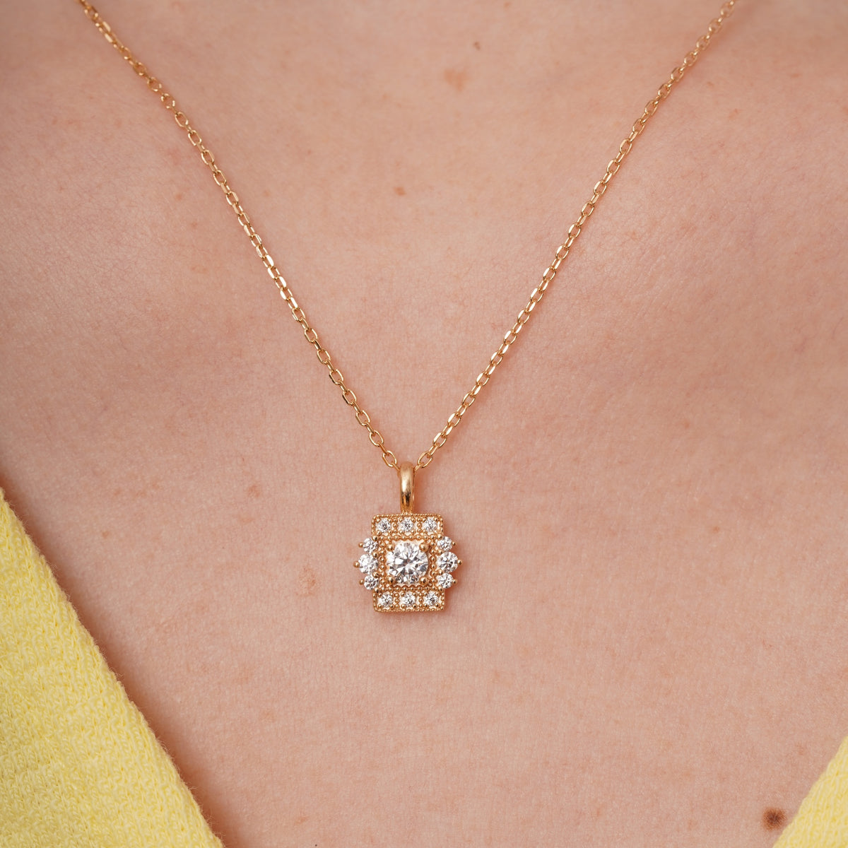 burren jewellery 18k gold plated classic style cz stone pendant