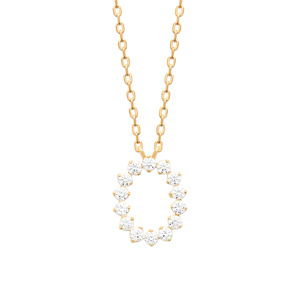 burren jewellery 18k gold plated necklace with a circle of cz stones