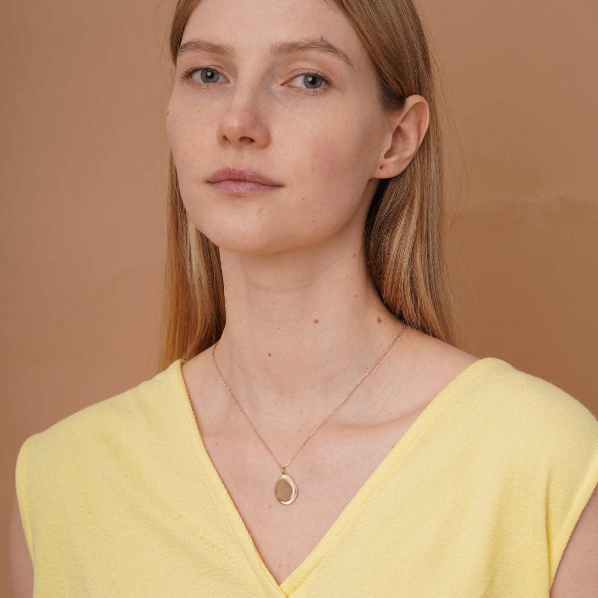 burren jewellery 18k gold plated large sculptural ribbed edge pendant