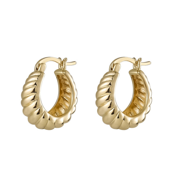 Burren jewellery 18k gold plate creme brulee statement chunky huggie hoops earrings