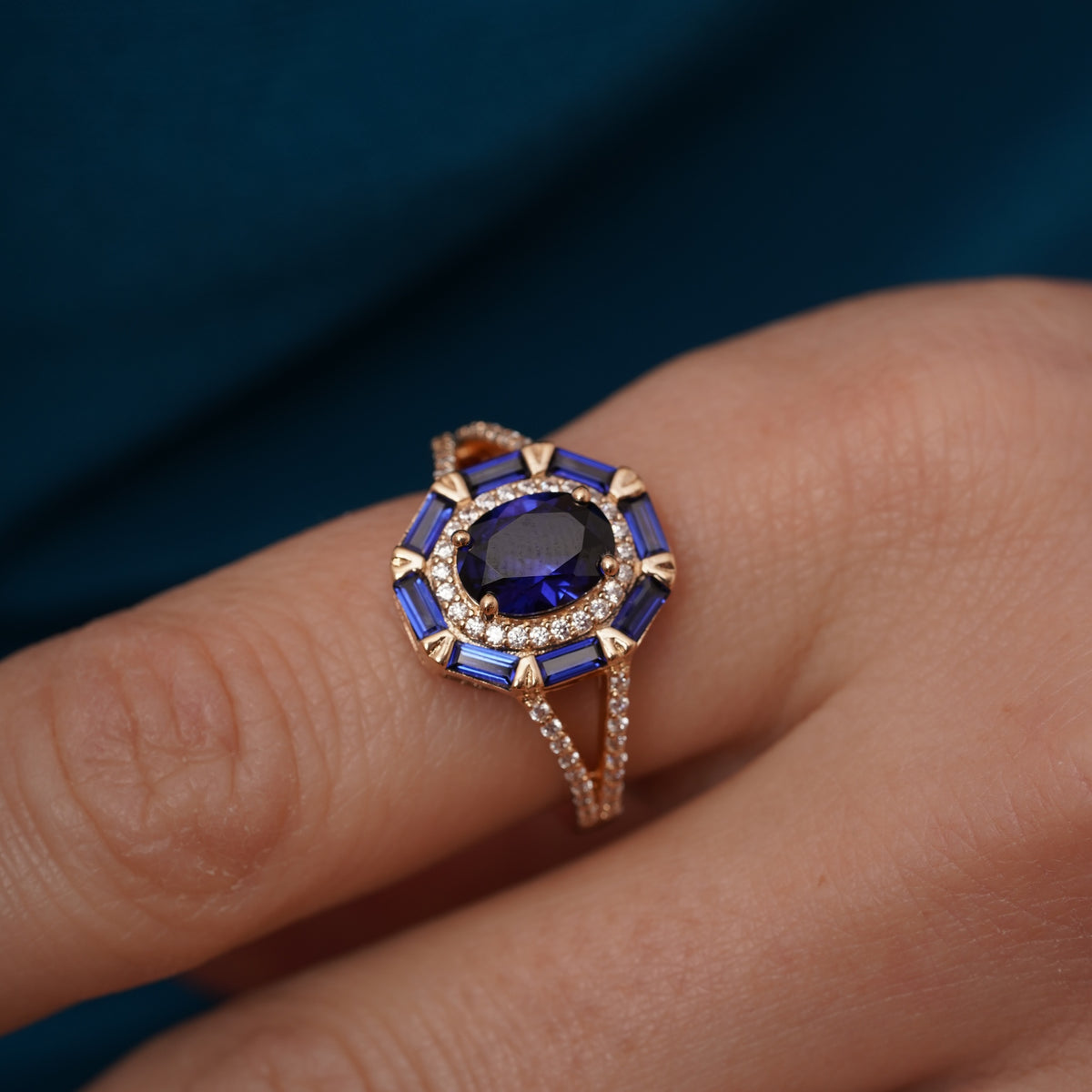burren jewellery 18k gold plated classic blue sapphire ring