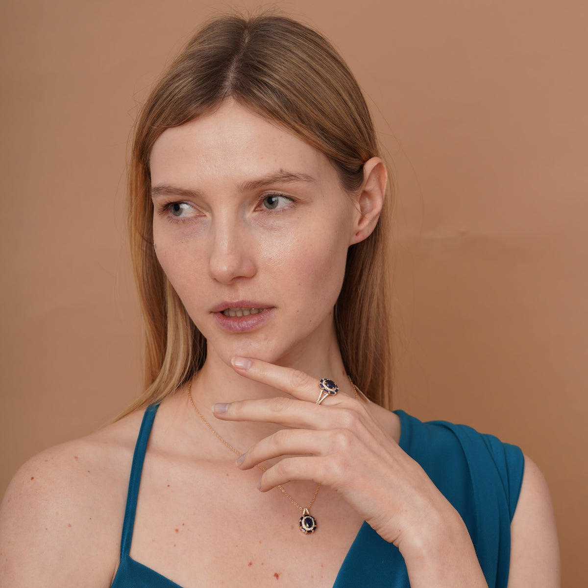 burren jewellery 18k gold plated classic blue sapphire ring