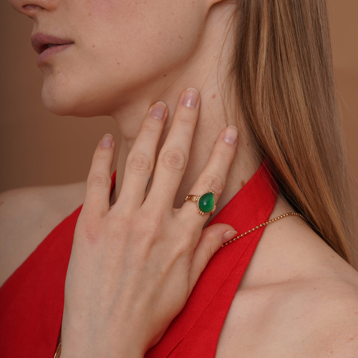 burren jewellery 18k gold plated chalcedony natural stone ring