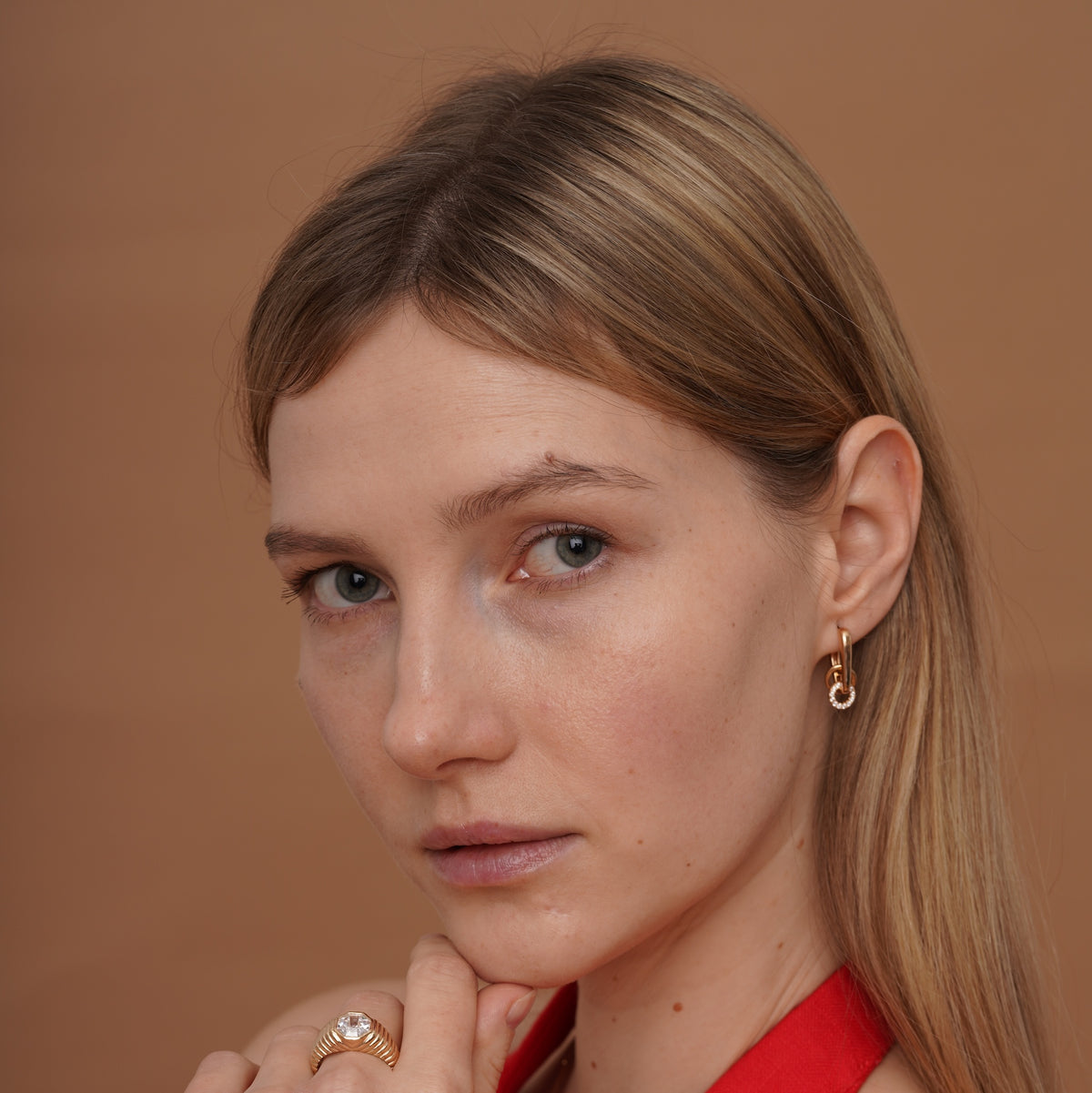 burren jewellery 18k gold plated dainty circular huggie earrings