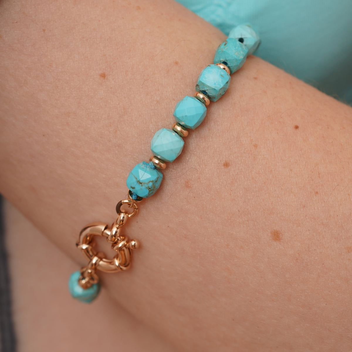 burren jewellery 18k gold plated turquoise bracelet