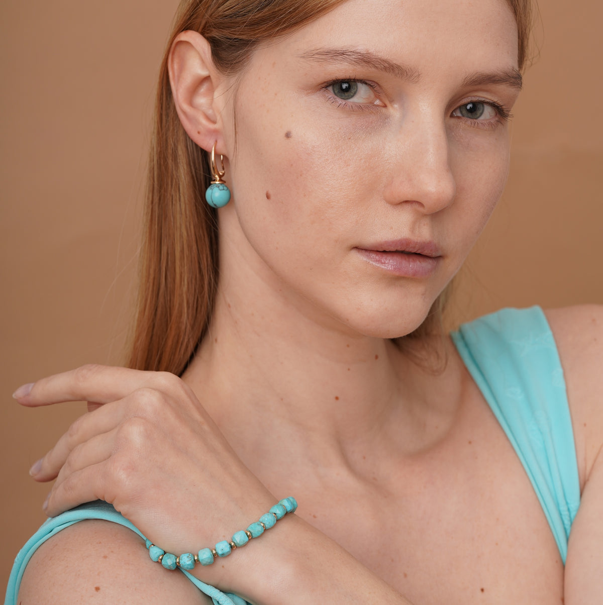 burren jewellery 18k gold plated turquoise bracelet