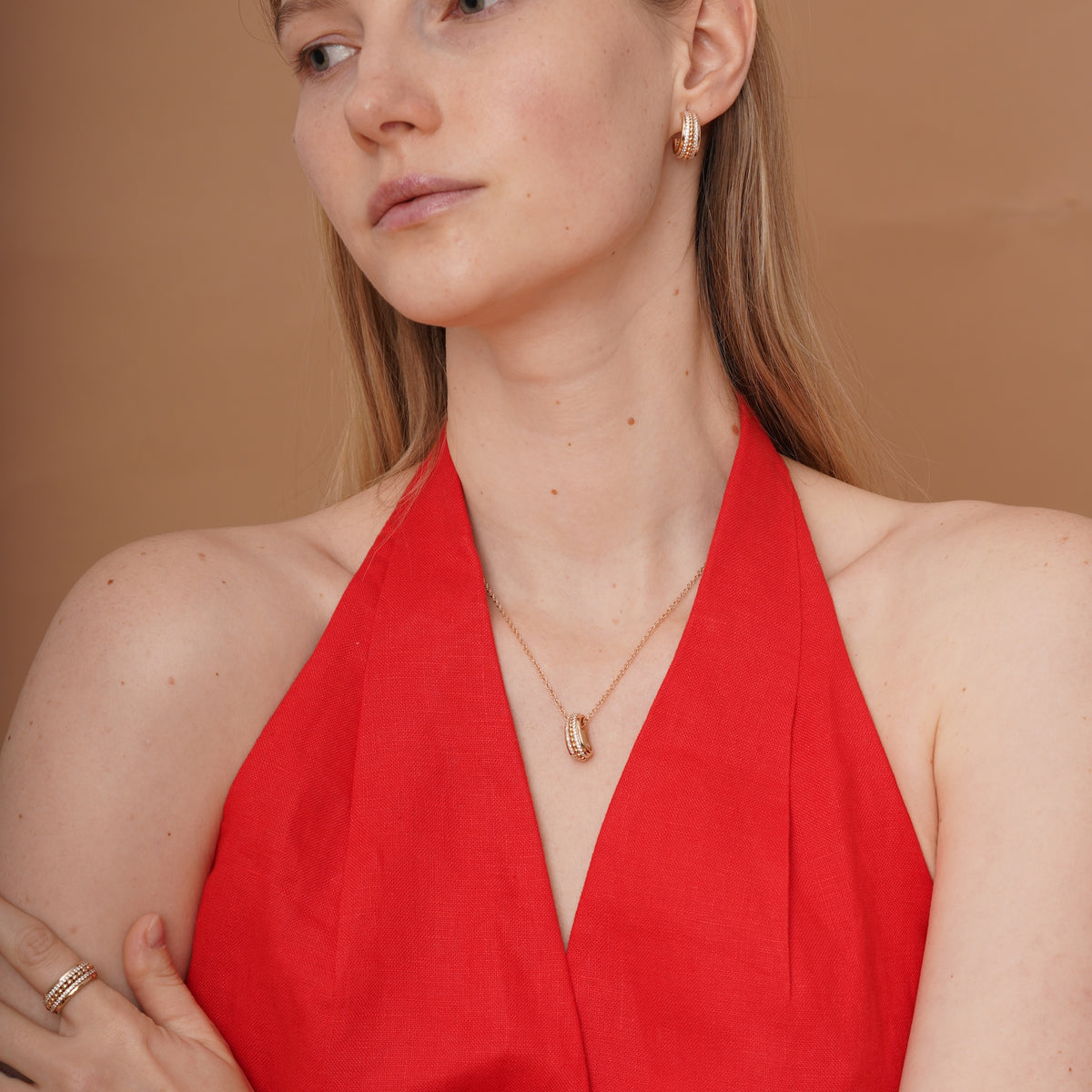 burren jewellery 18k gold plated chunky cz stone set necklace