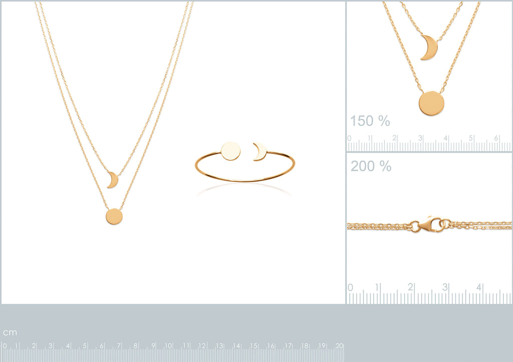 Burren Jewellery 18k gold plate the sun and moon necklace measurements