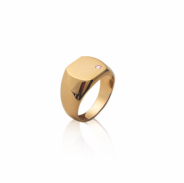 Burren Jewellery 18k gold signel is strong signet ring side view