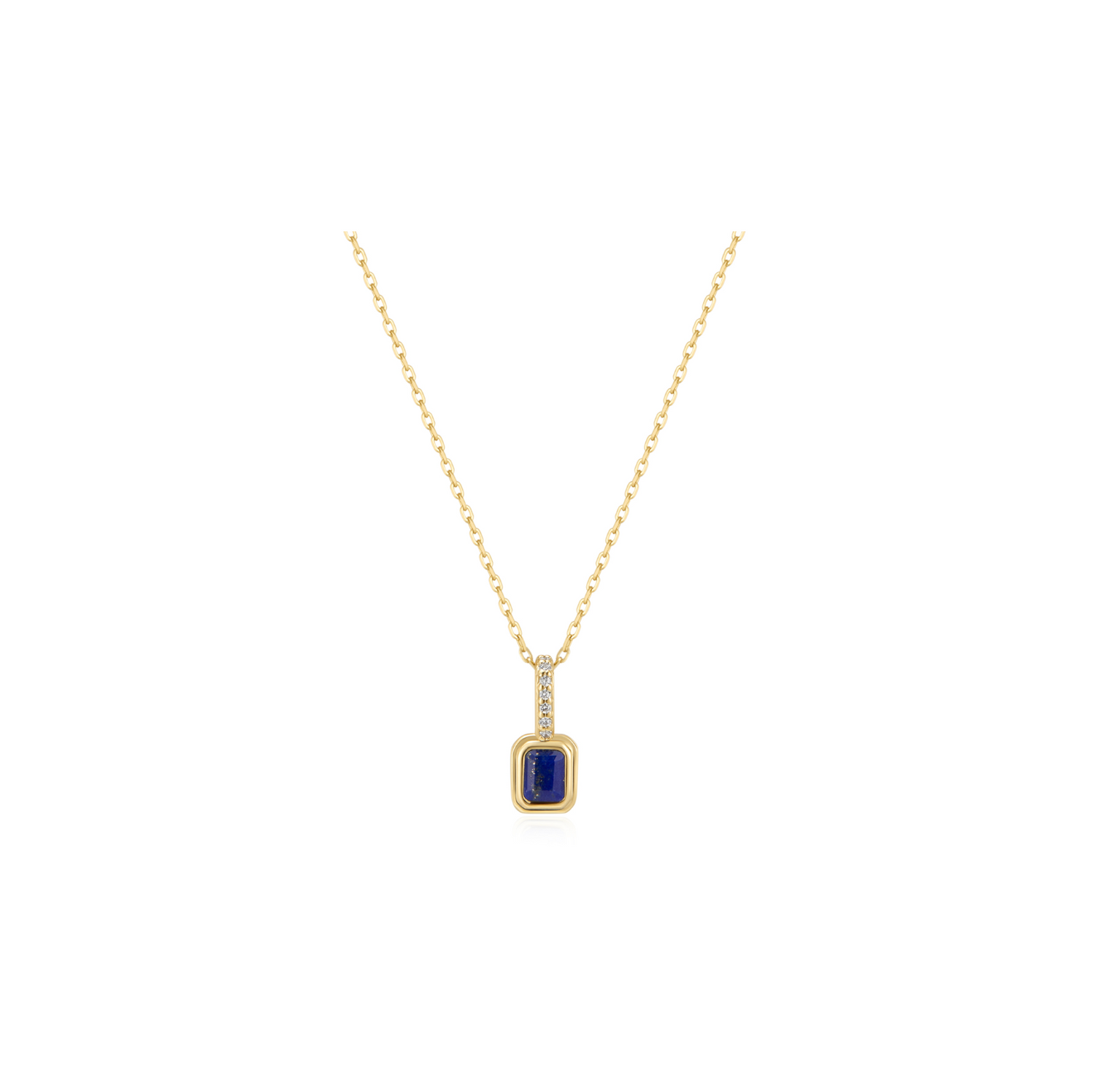 18k gold plated dainty blue pendant with cz stones
