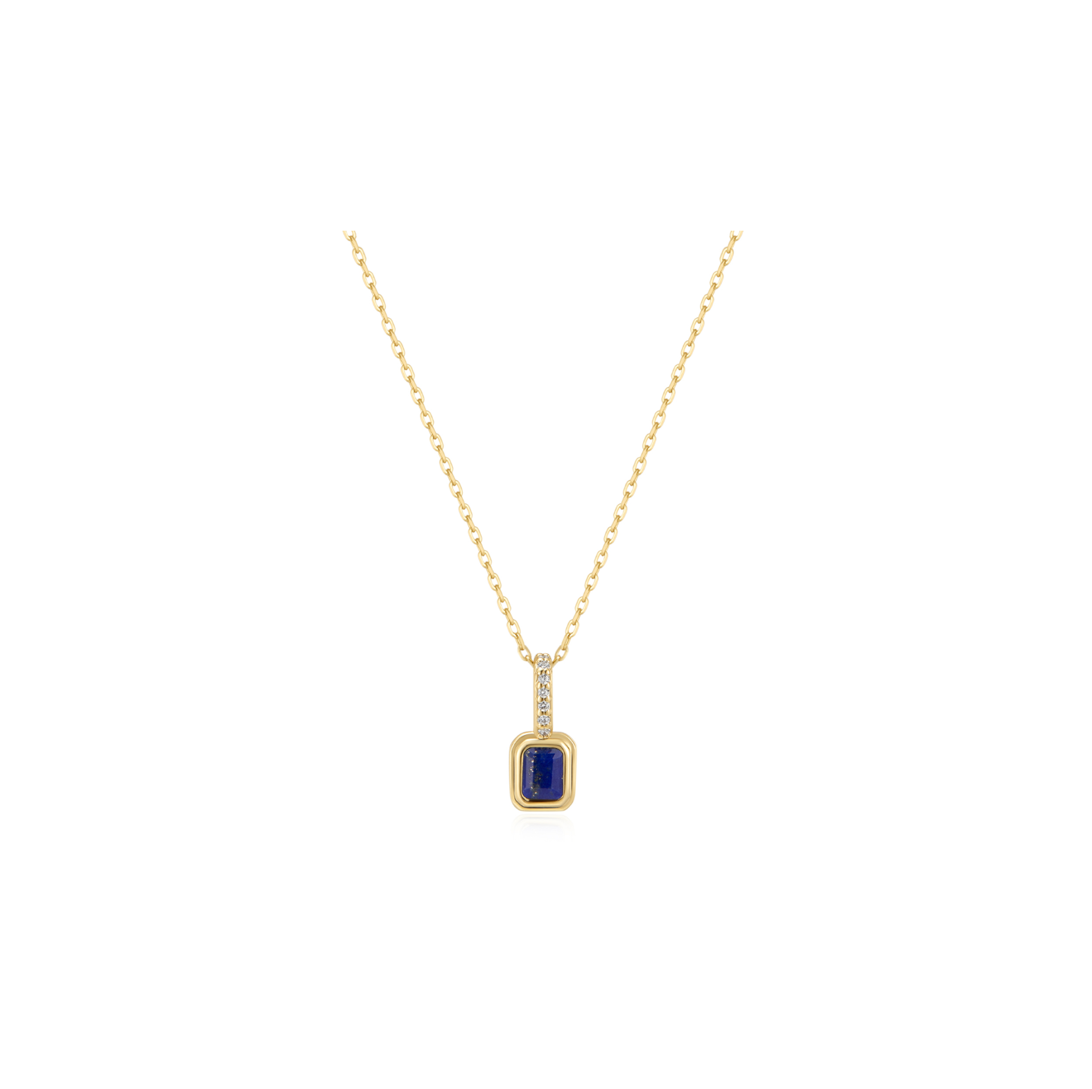 18k gold plated dainty blue pendant with cz stones