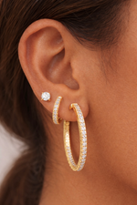 Model Wearing the Glitzy Earring Stack