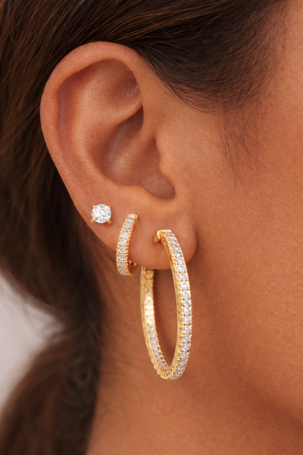 Model Wearing the Glitzy Earring Stack