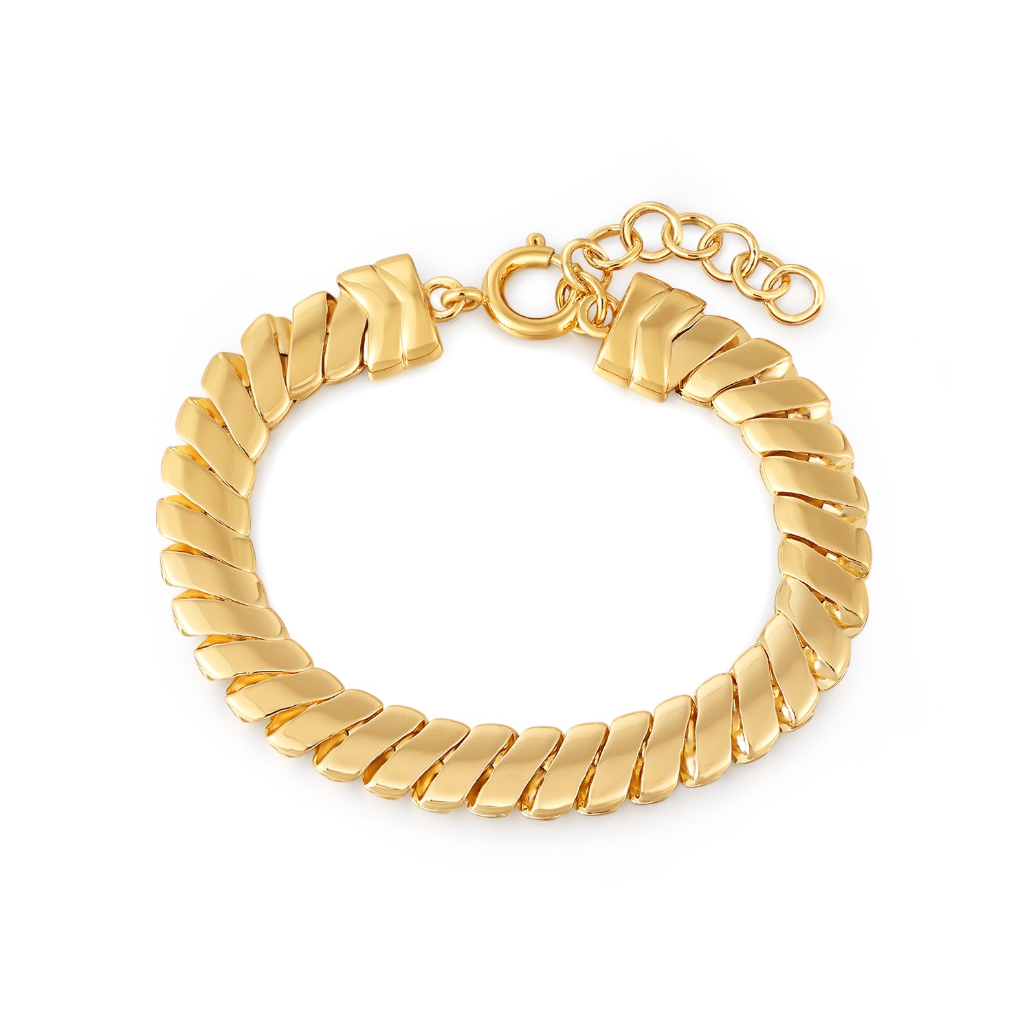 Paper Heart Chain 18K Gold Plated Chunky Flat Link Bracelet | Burren Jewellery
