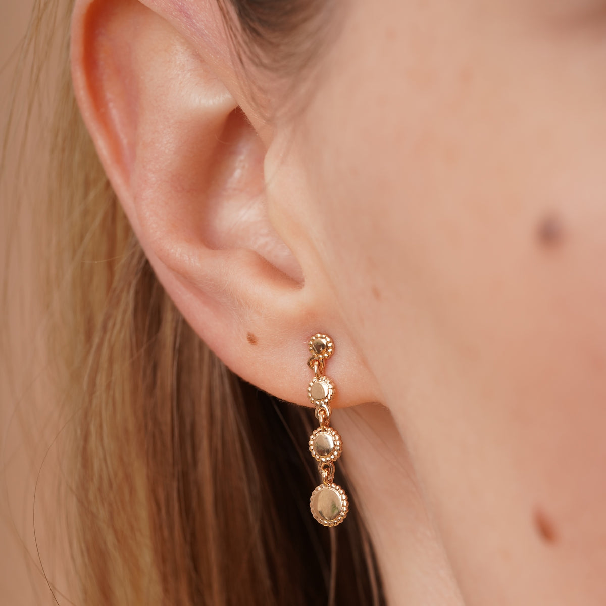 burren jewellery 18k gold plated dainty sun inspired drop earrings 