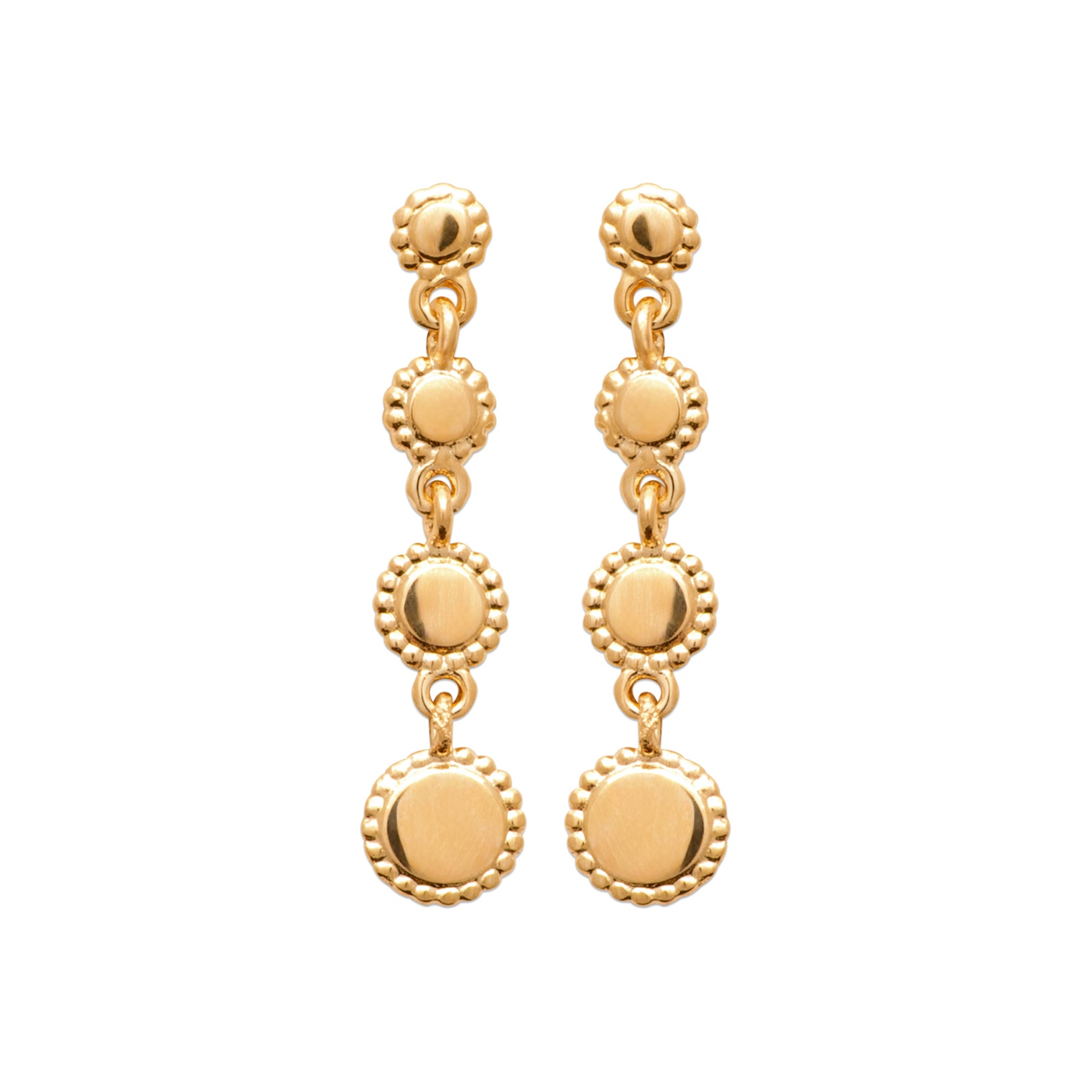 burren jewellery 18k gold plated dainty sun inspired drop earrings 