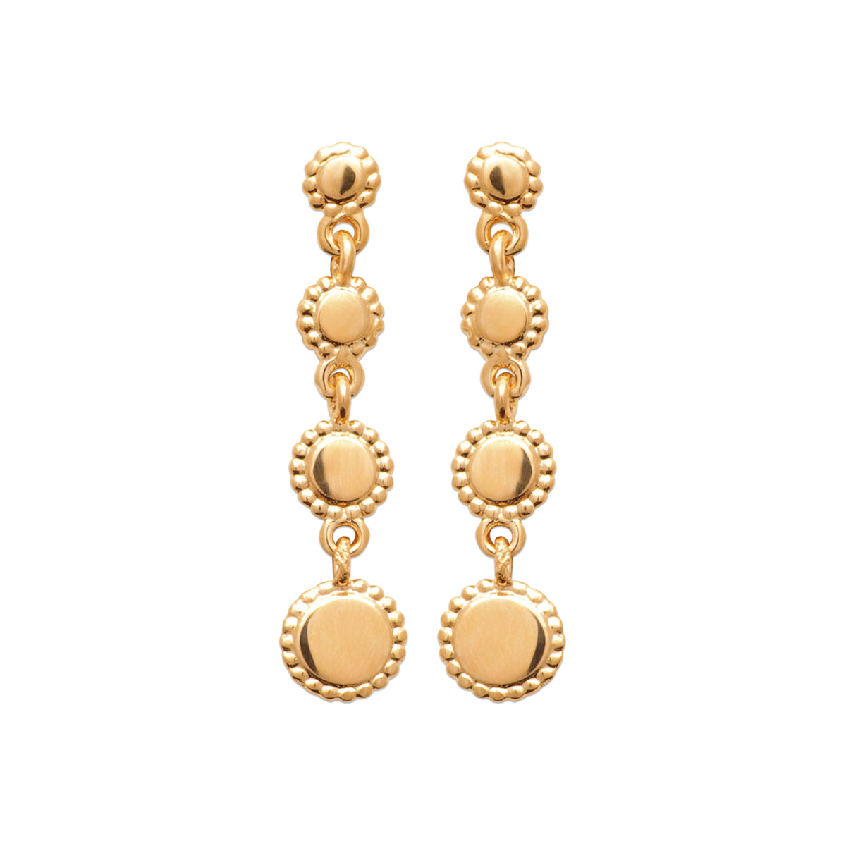 burren jewellery 18k gold plated dainty sun inspired drop earrings 