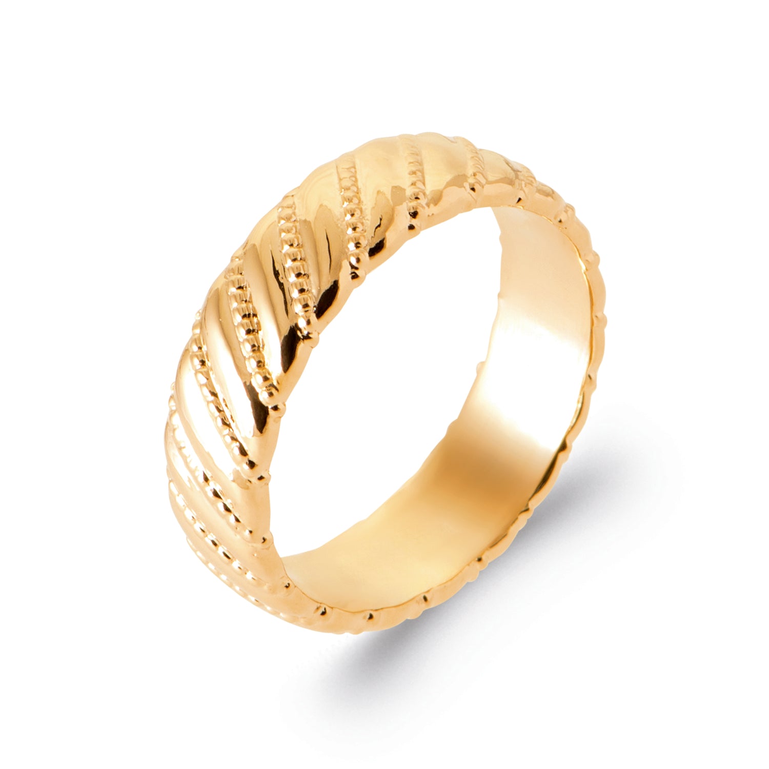 burren jewellery 18k champagne gold colour plated chunky ribbed statement ring 