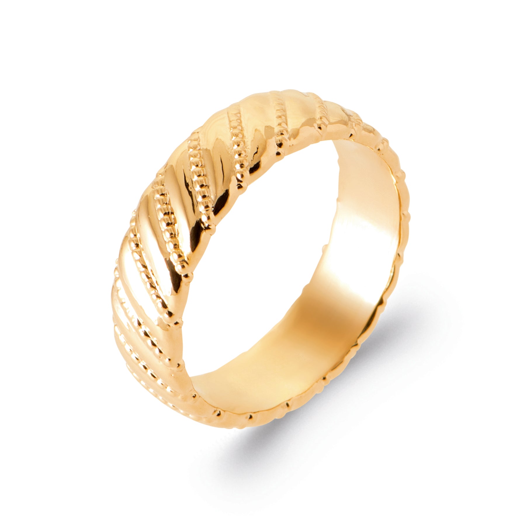 burren jewellery 18k champagne gold colour plated chunky ribbed statement ring 