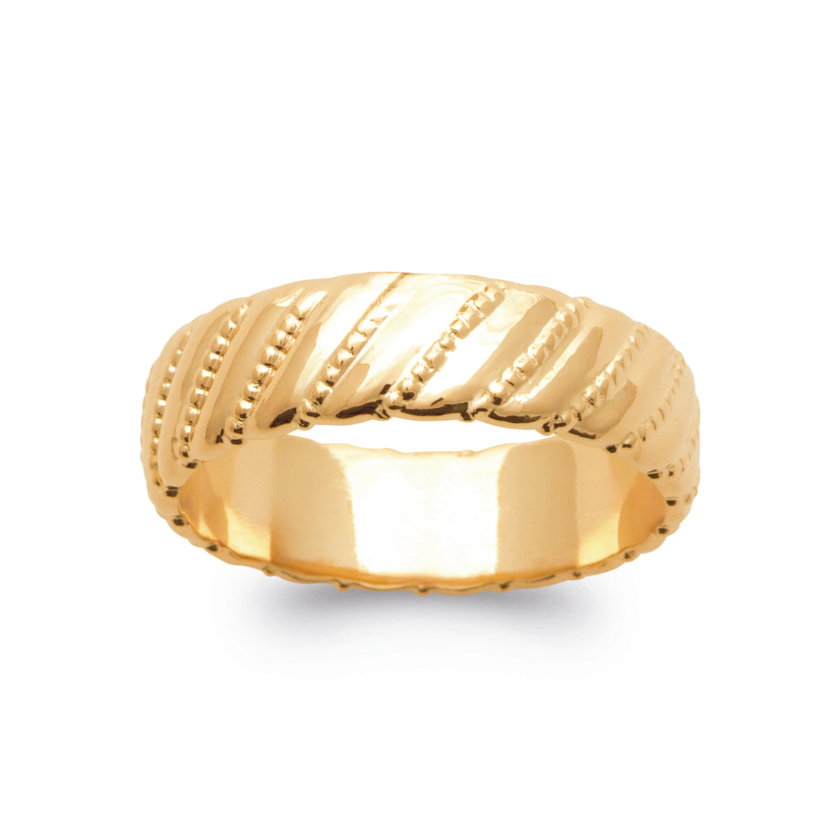 burren jewellery 18k gold plated chunky ribbed statement ring 