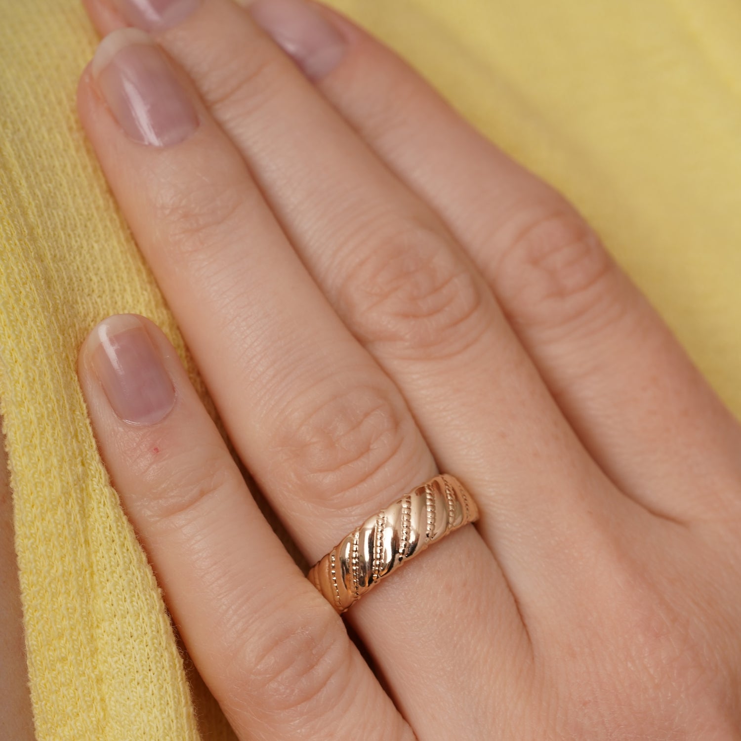 burren jewellery 18k gold plated chunky ribbed statement ring 