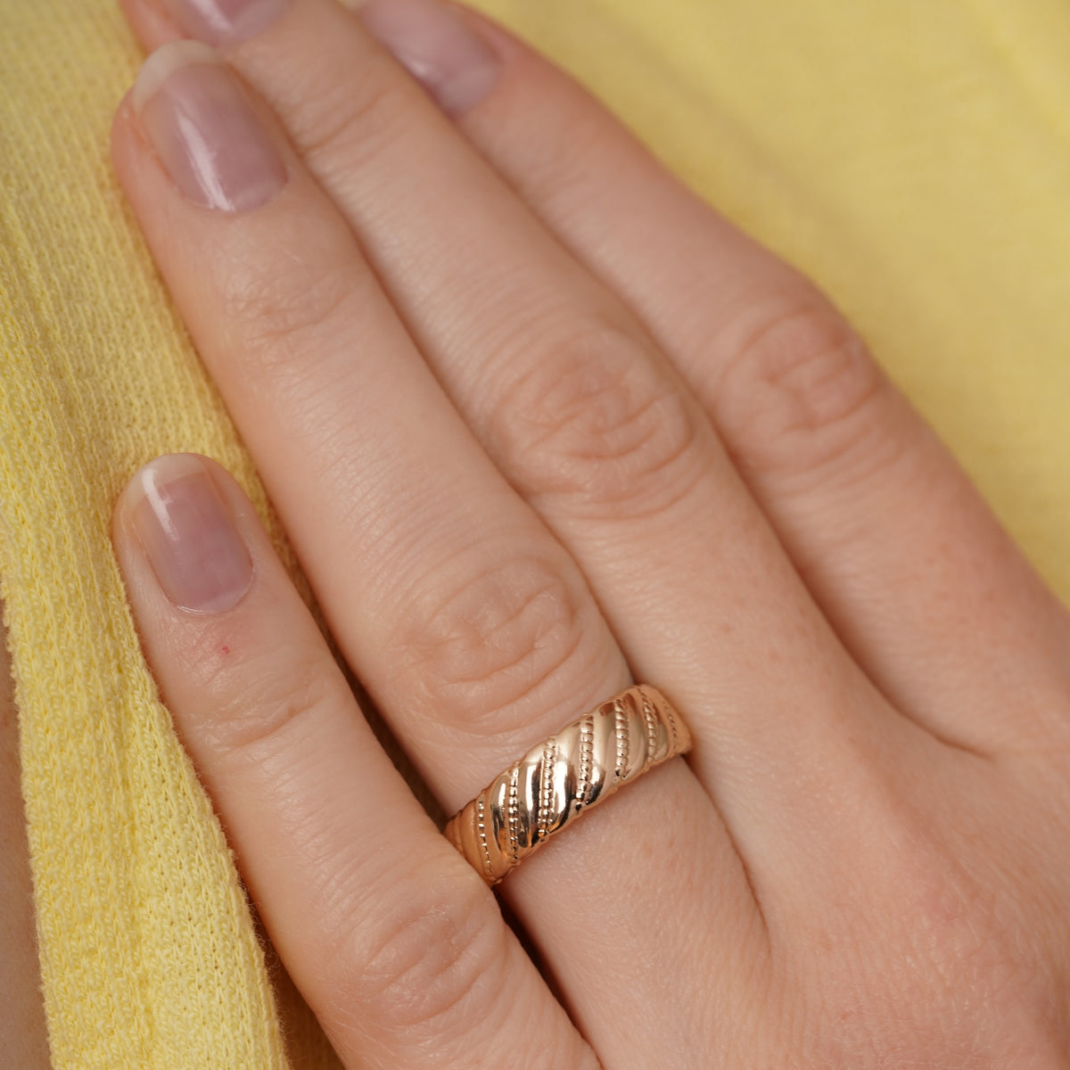 burren jewellery 18k gold plated chunky ribbed statement ring 