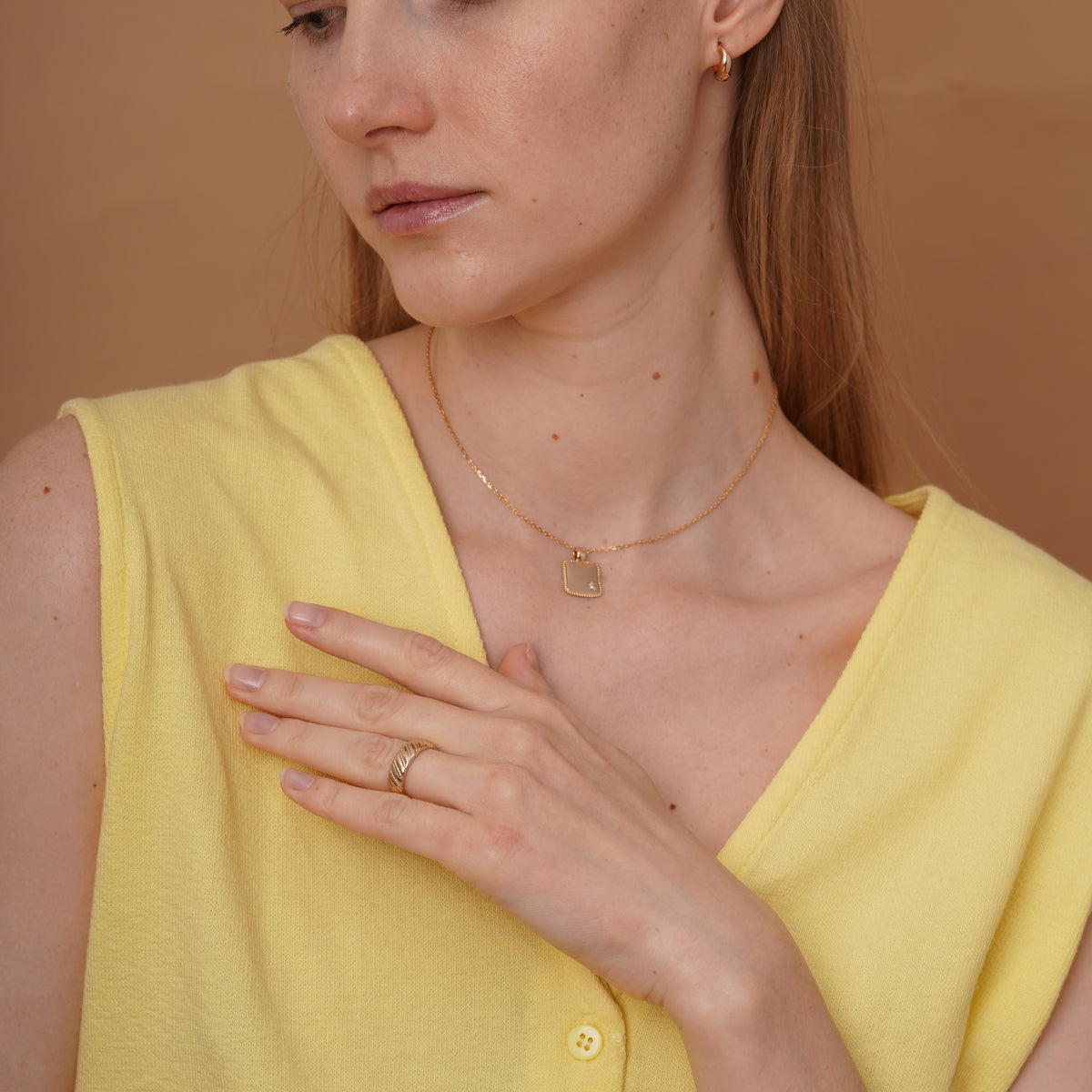 burren jewellery 18k gold plated chunky ribbed statement ring 