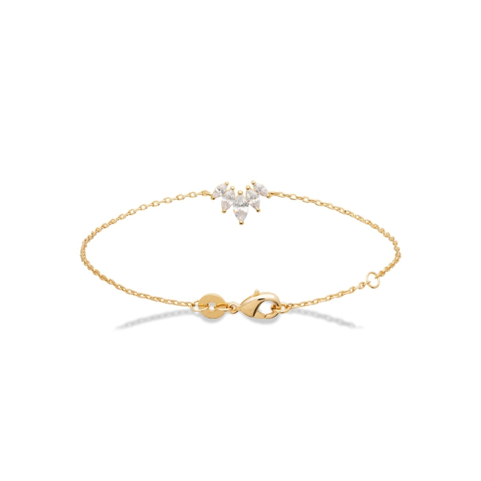 Burren Jewellery 18k gold plate five points to love clear bracelet circle
