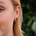 Burren Jewellery 18k gold plate lonely city small hoop earrings model