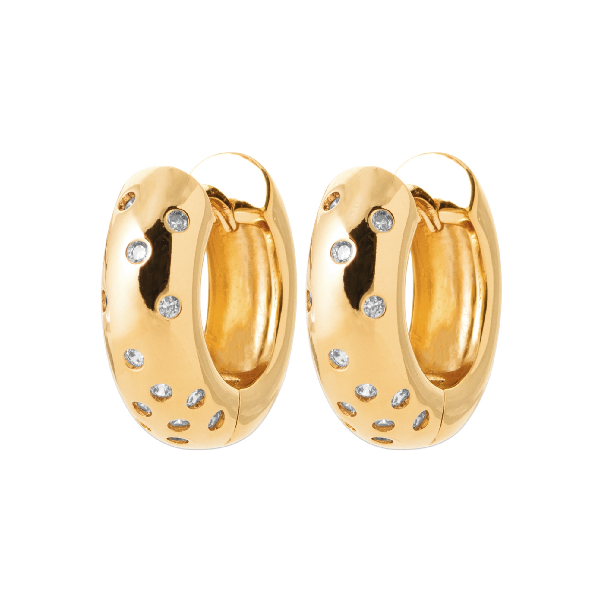 Burren Jewellery 18k gold plate raindrops small huggie hoop earrings alt