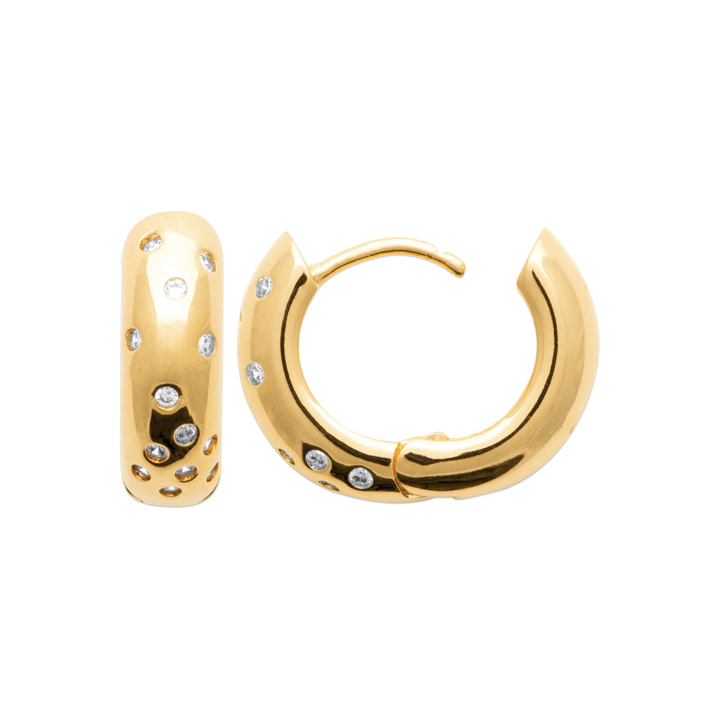 Burren Jewellery 18k gold plate raindrops small huggie hoop earrings alt