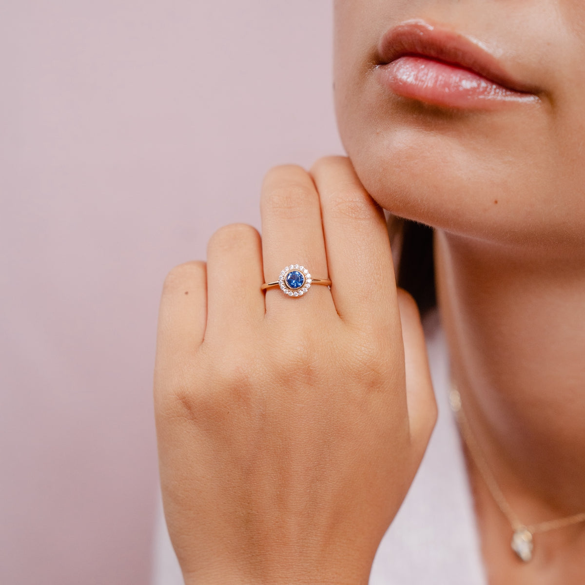 Burren Jewellery 18k gold plate rising sun classical sapphire colour ring model