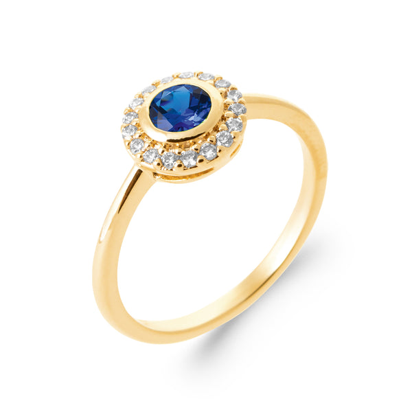 Burren Jewellery 18k gold plate rising sun classical sapphire colour ring