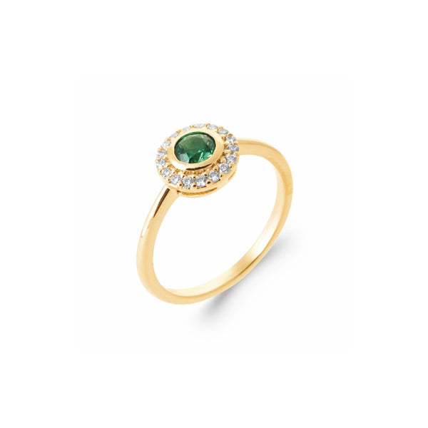Burren Jewellery 18k gold plate rising sun emerald colour ring