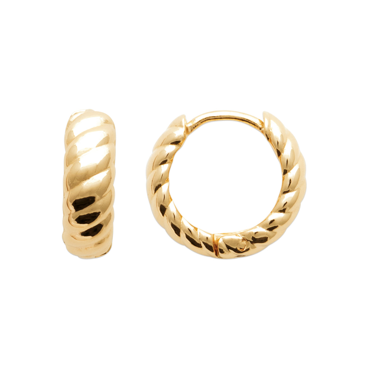 Burren Jewellery 18k gold plate strong bond small hoop huggie earrings alt