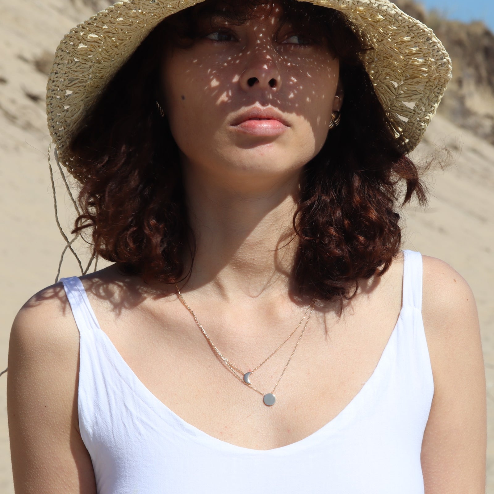 Burren Jewellery 18k gold plate the sun and moon necklace