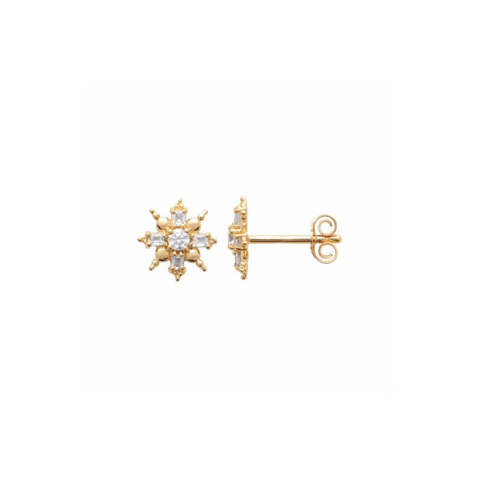 Burren Jewellery 18k gold plate wishing sky earrings side 