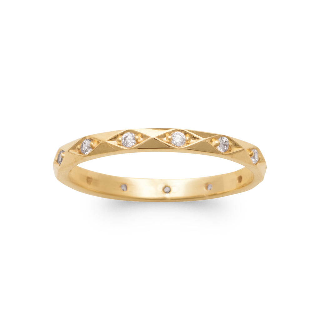 Burren Jewellery 18k gold plate would you let go diamond cut band ring gold stacking ring alt