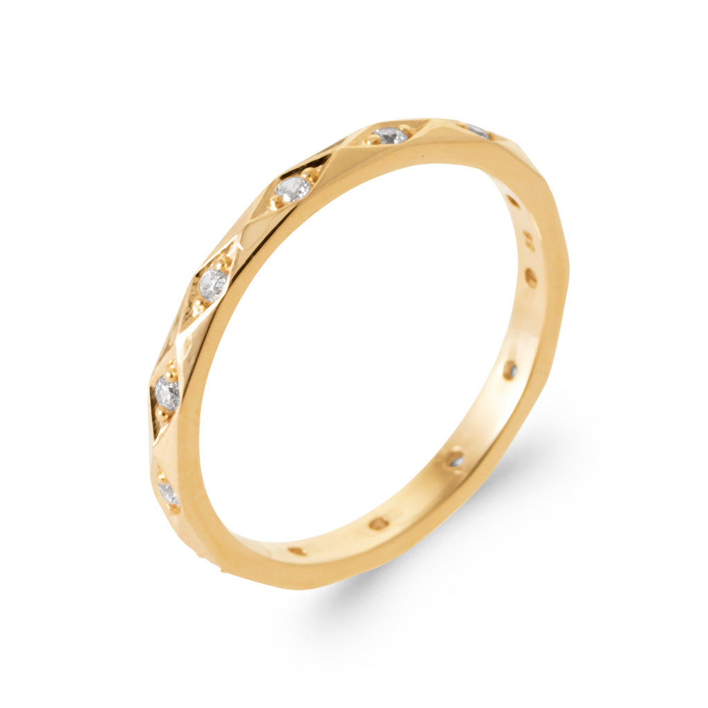 Burren Jewellery 18k gold plate would you let go diamond cut band ring gold stacking ring