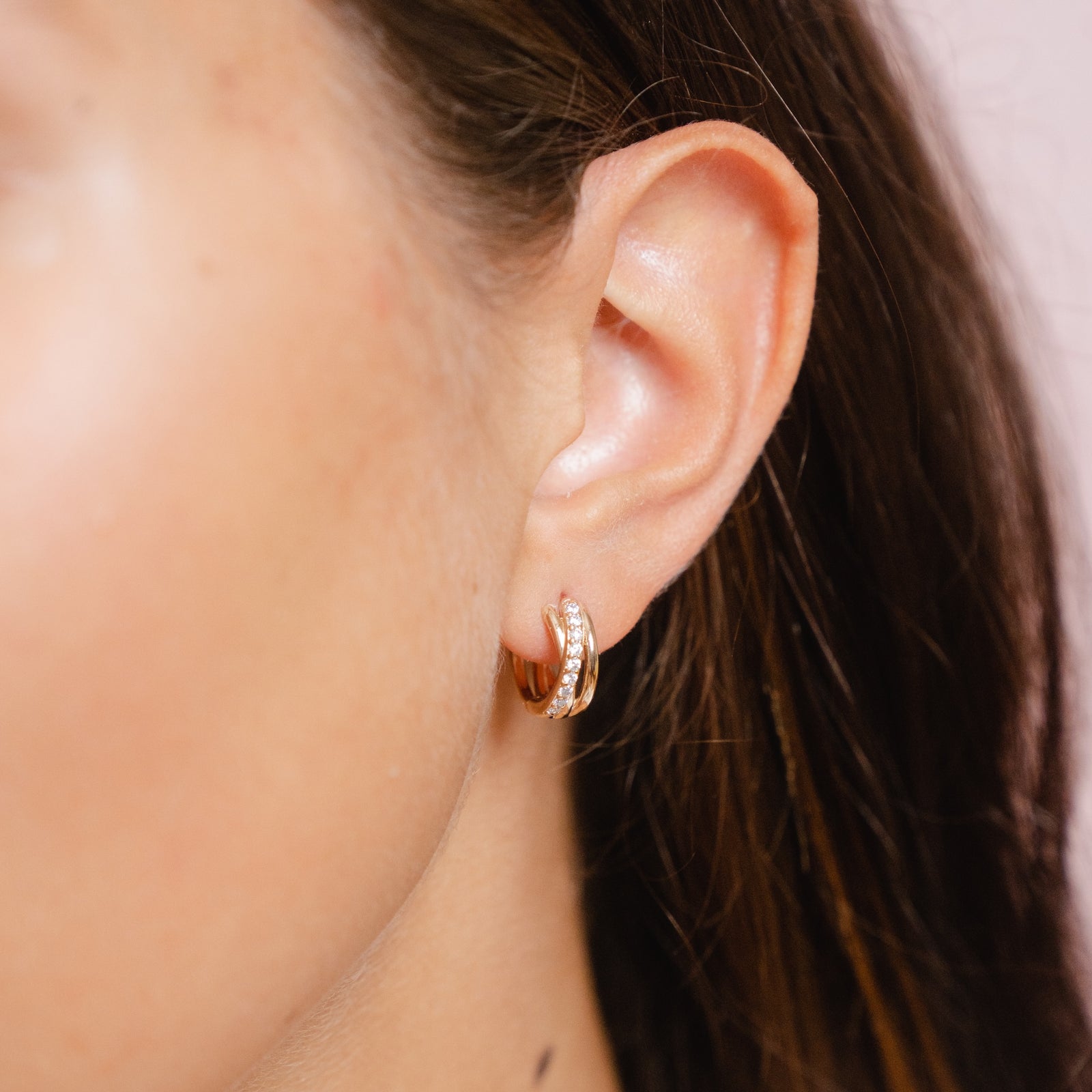 Burren Jewellery 18k gold plate wrapped in desire hoop earrings small