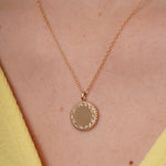 burren jewellery 18k gold plated moon inspired disk pendant 