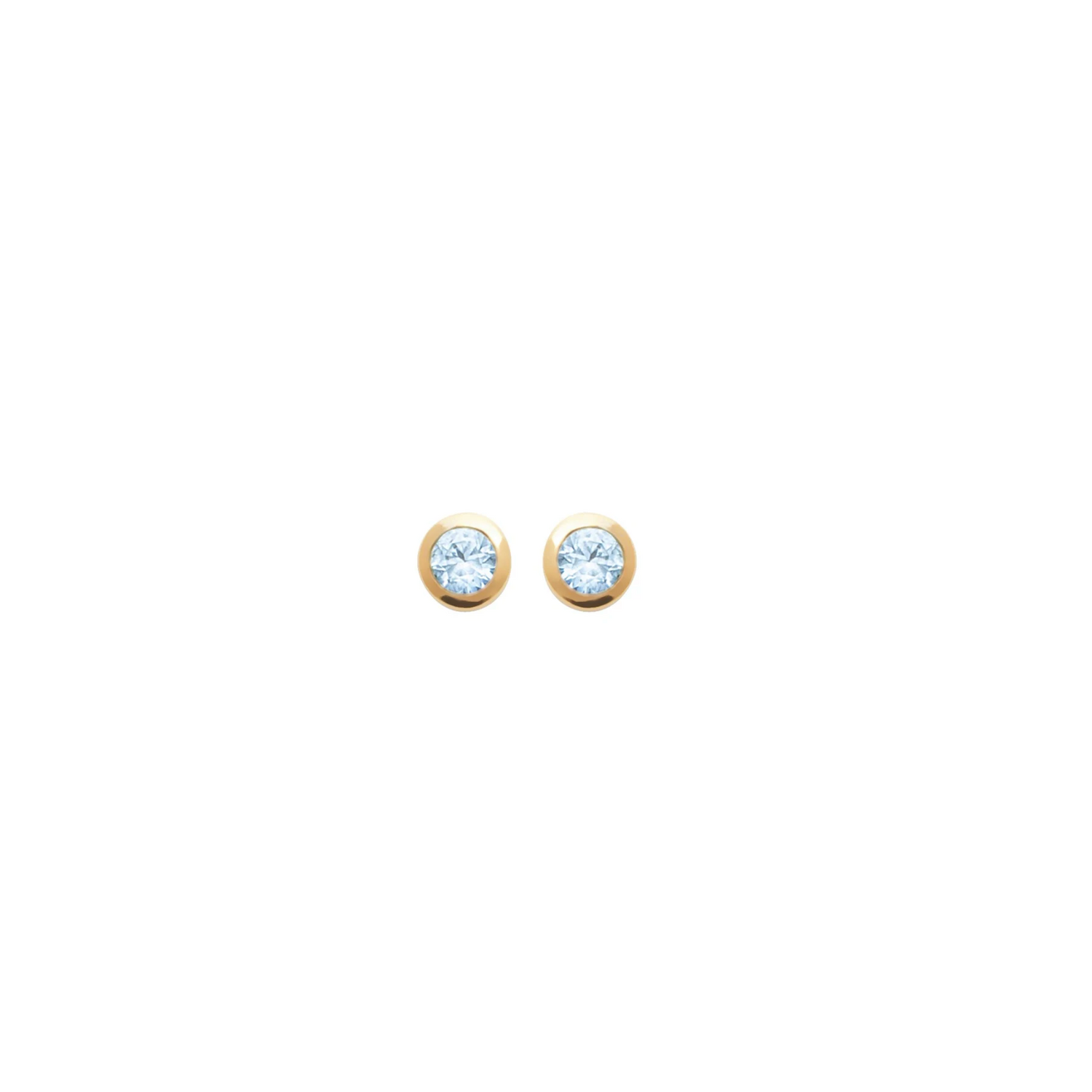 18k gold plated small blue round  studs 