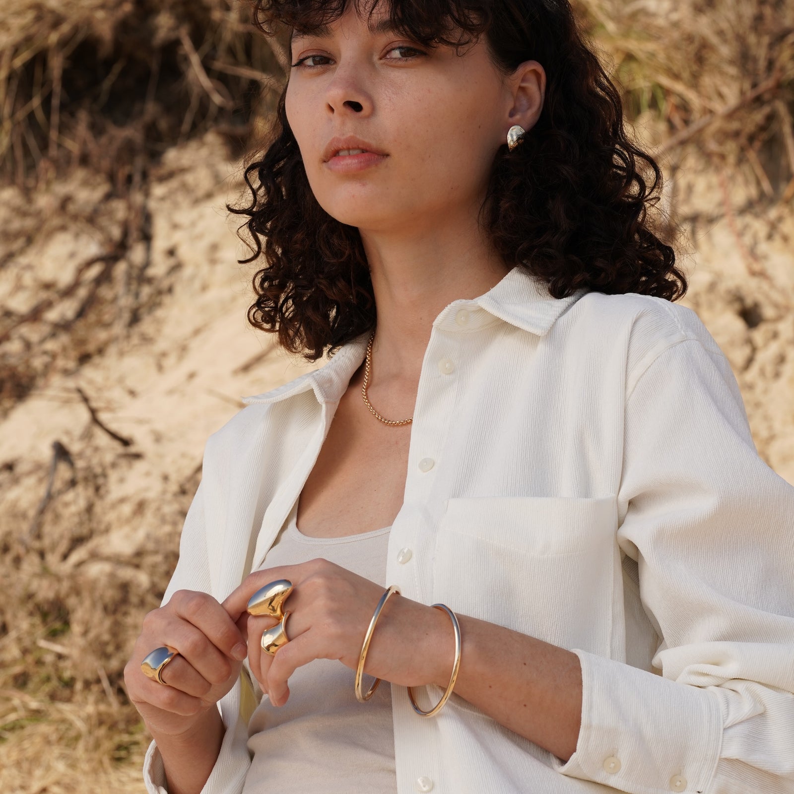 Burren Jewellery 18k gold plated Fashion Slave Bangle angle