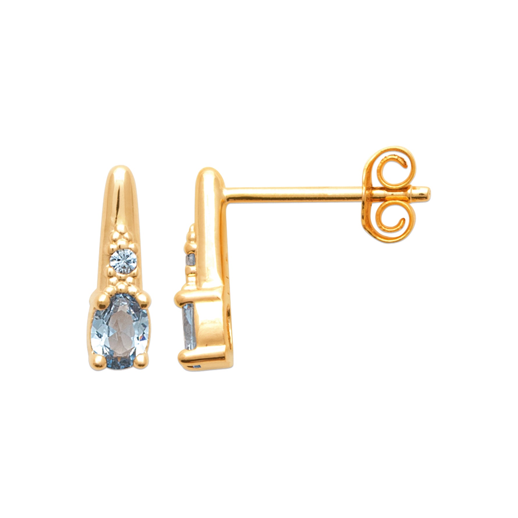 burren jewellery 18k gold plated blue stone dainty earrings