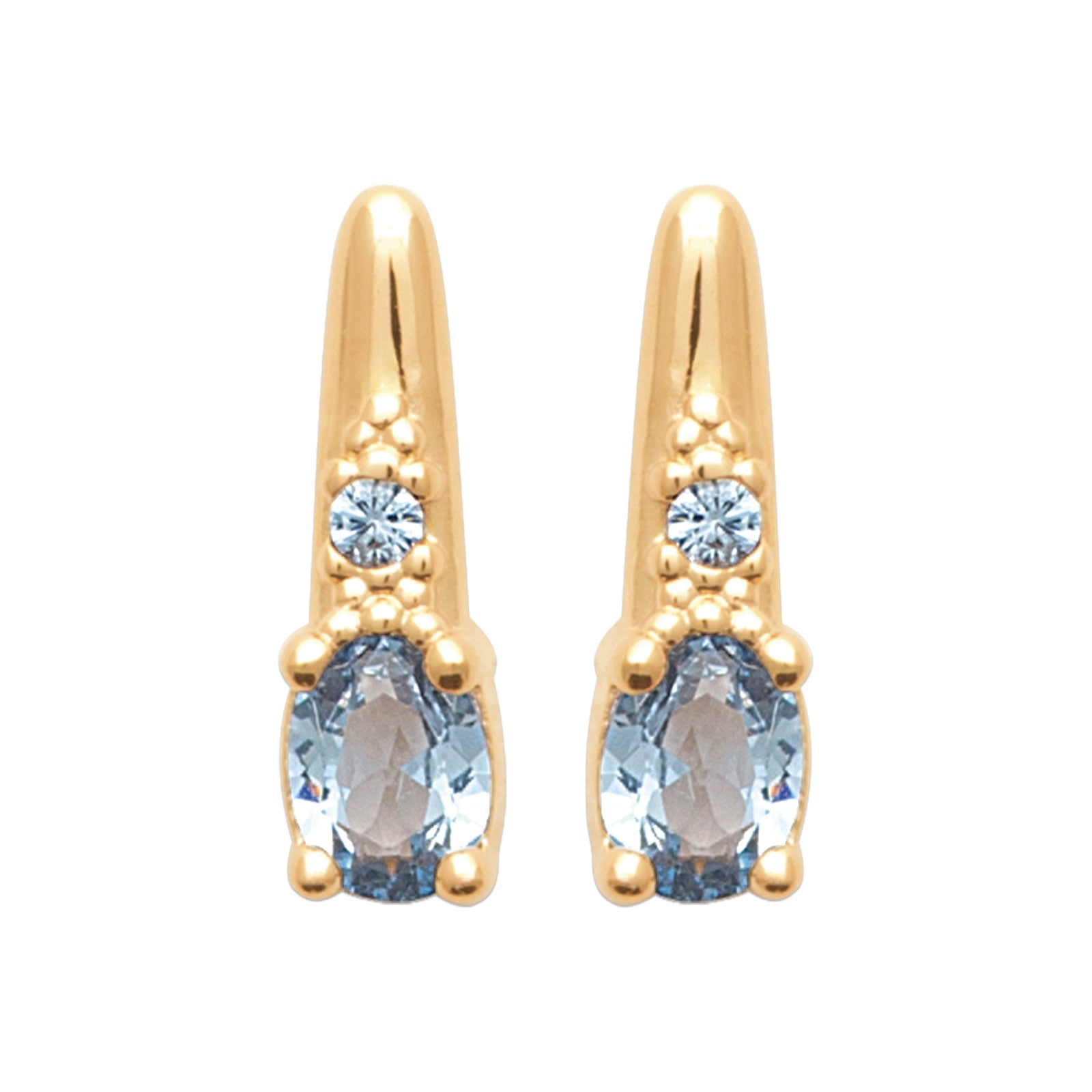 burren jewellery 18k gold plated blue stone dainty earrings