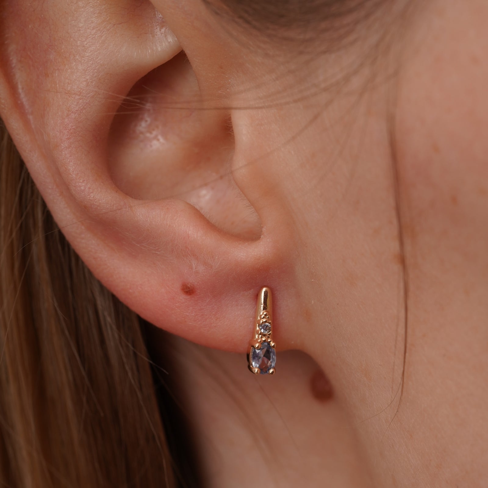 burren jewellery 18k gold plated blue stone dainty earrings