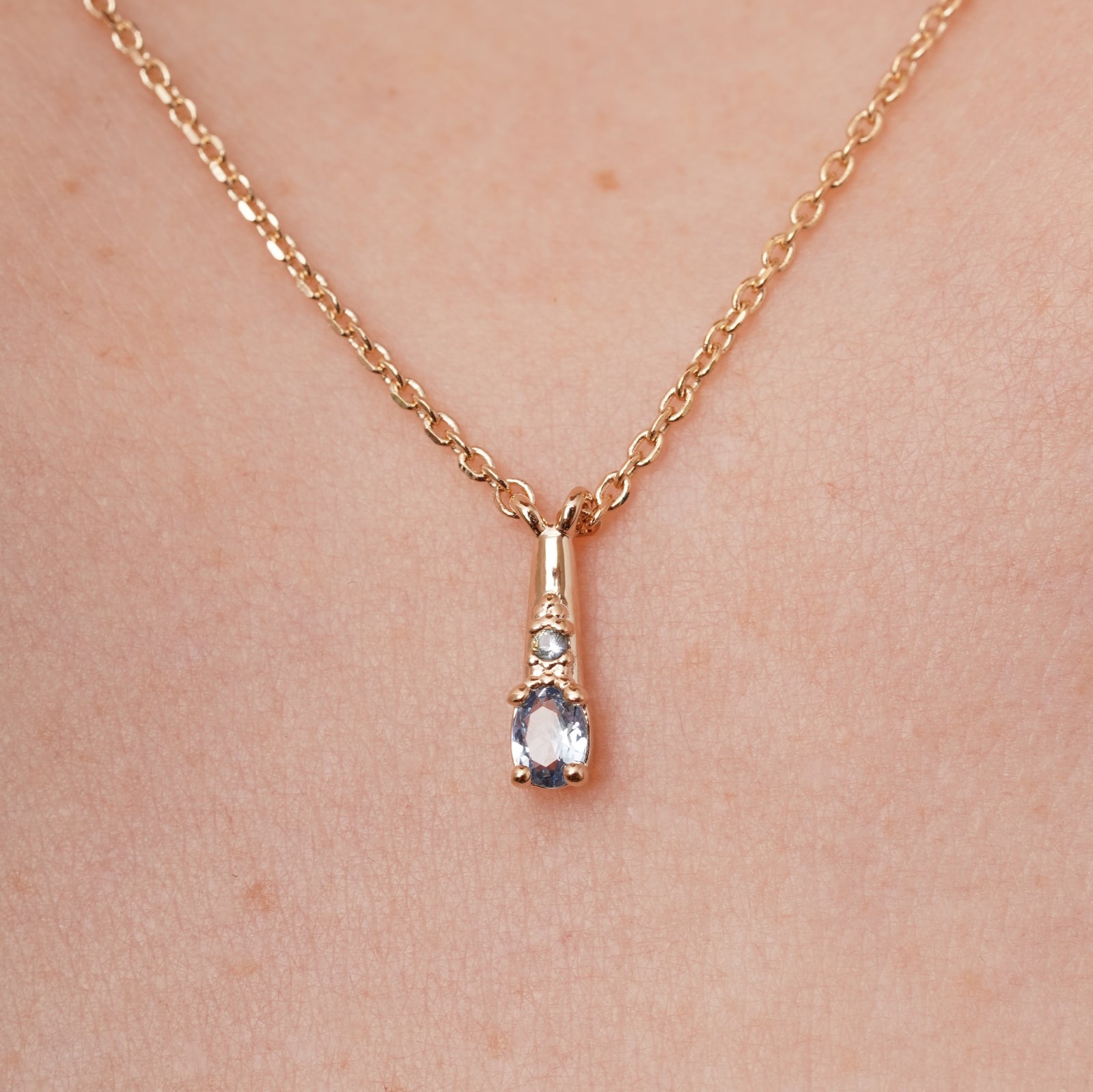 burren jewellery 18k gold plated blue stone dainty necklace 