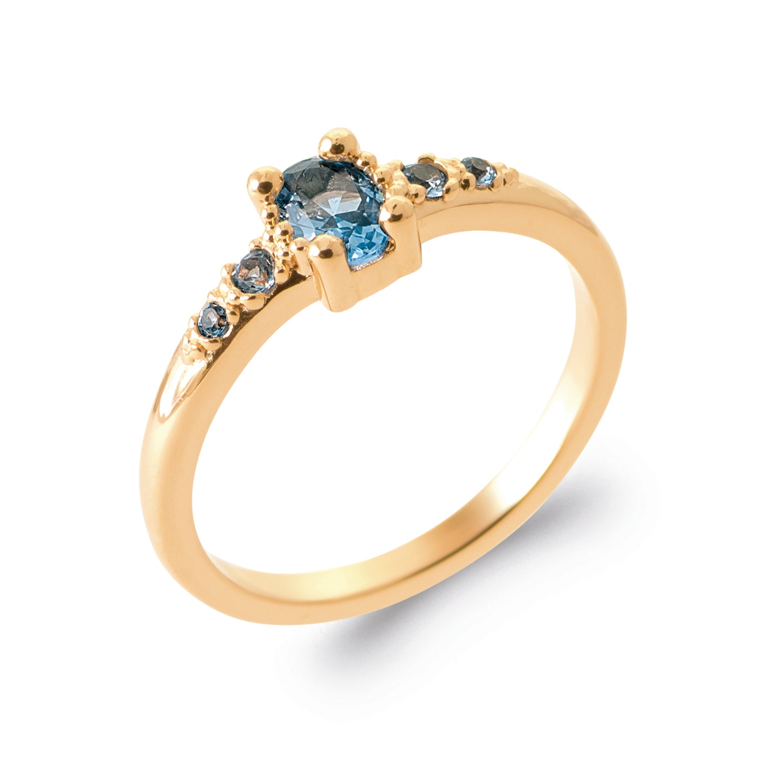 burren jewellery 18k gold plated blue stone dainty ring