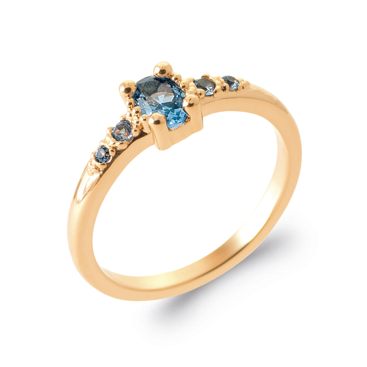 burren jewellery 18k gold plated blue stone dainty ring